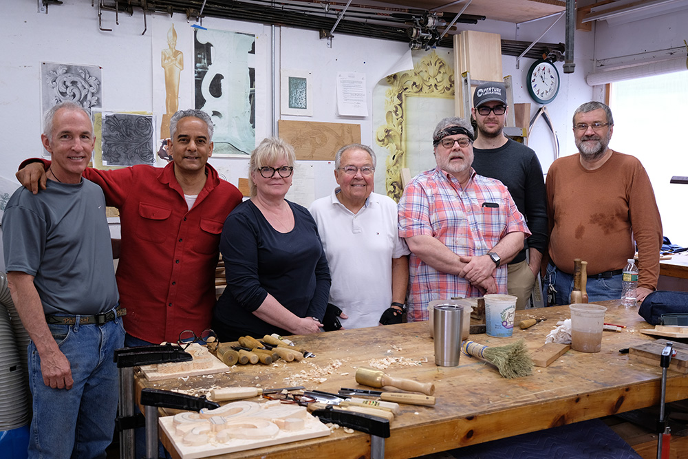 students at Calvo Woodcarving School Students learning wood carving at Calvo Studio