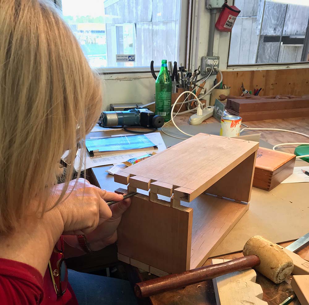 Wood carving classes at Calvo wood carving school Carved Keepsake Box Workshop with Dovetails