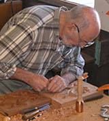 Student learning wood carving student practicing wood carving technique
