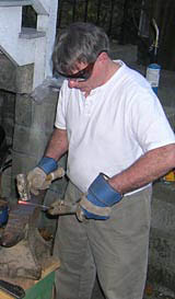 Student learning how to forge wood carving tools Forging your own wood carving tools workshop