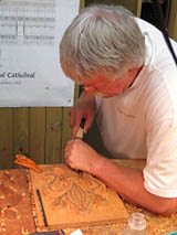 Student holding the wood carving too Student holding wood carving tool