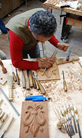 David Calvo teaching wood carving David Calvo demonstrates wood carving techniques